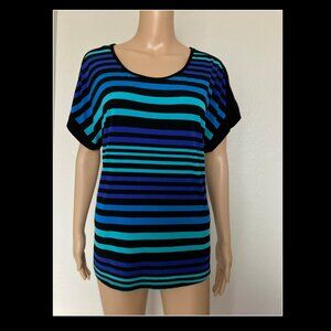 Carol Rose Striped Blouse Large L